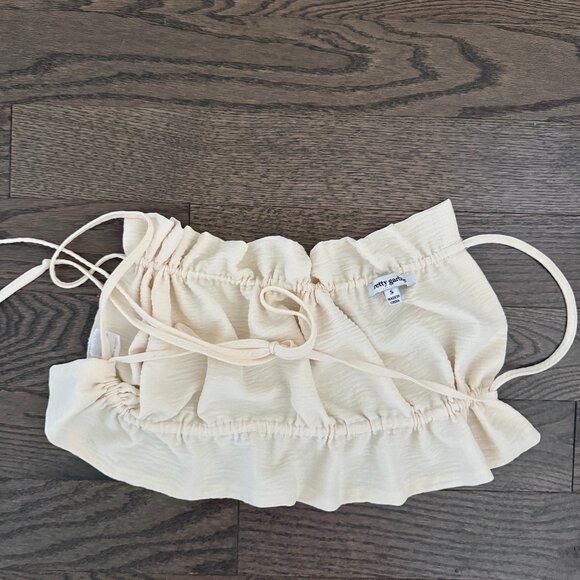 Cream Ruffle Crop Top - Picture 3 of 7